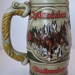Budweiser‎ Clydesdales Collectable Beer Stein. Ceramarte Brazil. Genuine Vintage